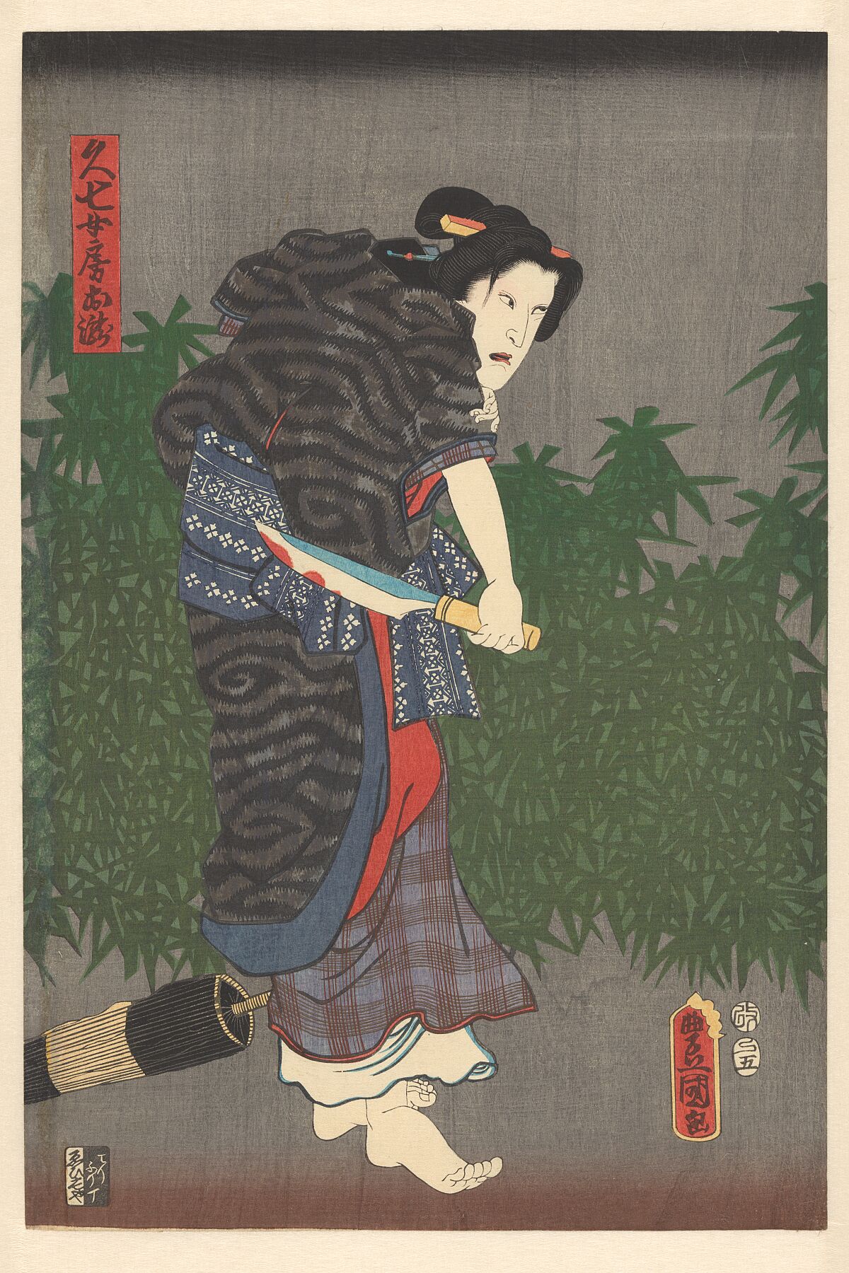 Otaki with a Bloodied knife in her Hands by Utyagwa Kunisada - 1857