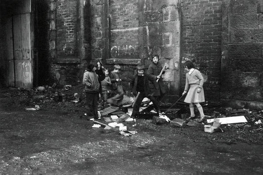 Children Playing at a Glasgow Tenement by John J Brady - 1975