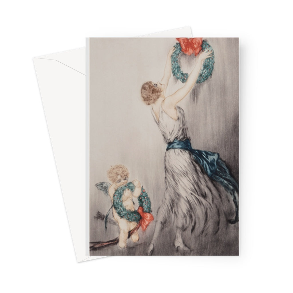 The Christmas Wreath by Louis Icart, c.1922 - Greeting Card