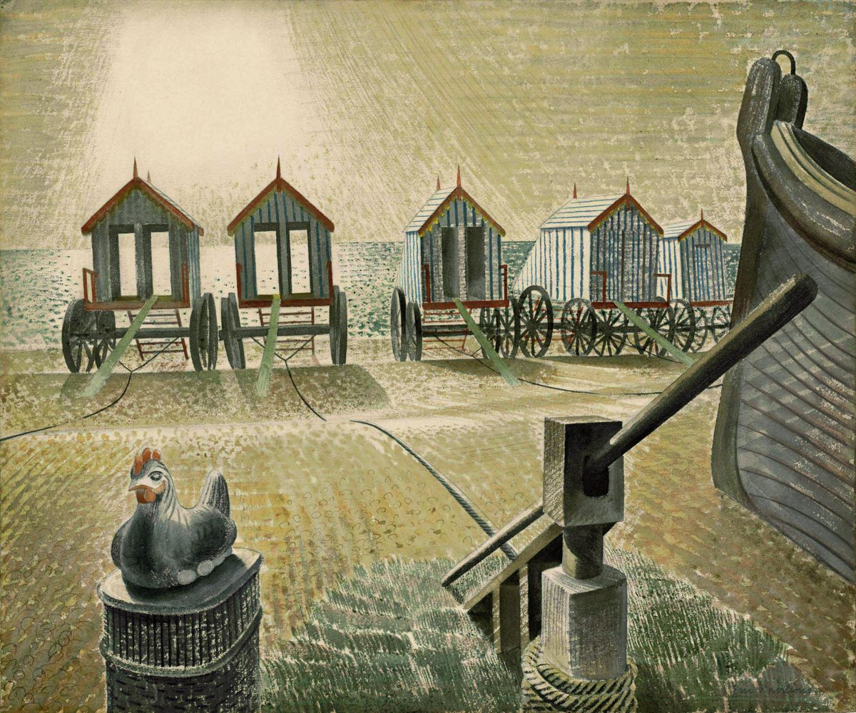 Aldeburgh Bathing Machines by Eric Ravilious, 1938