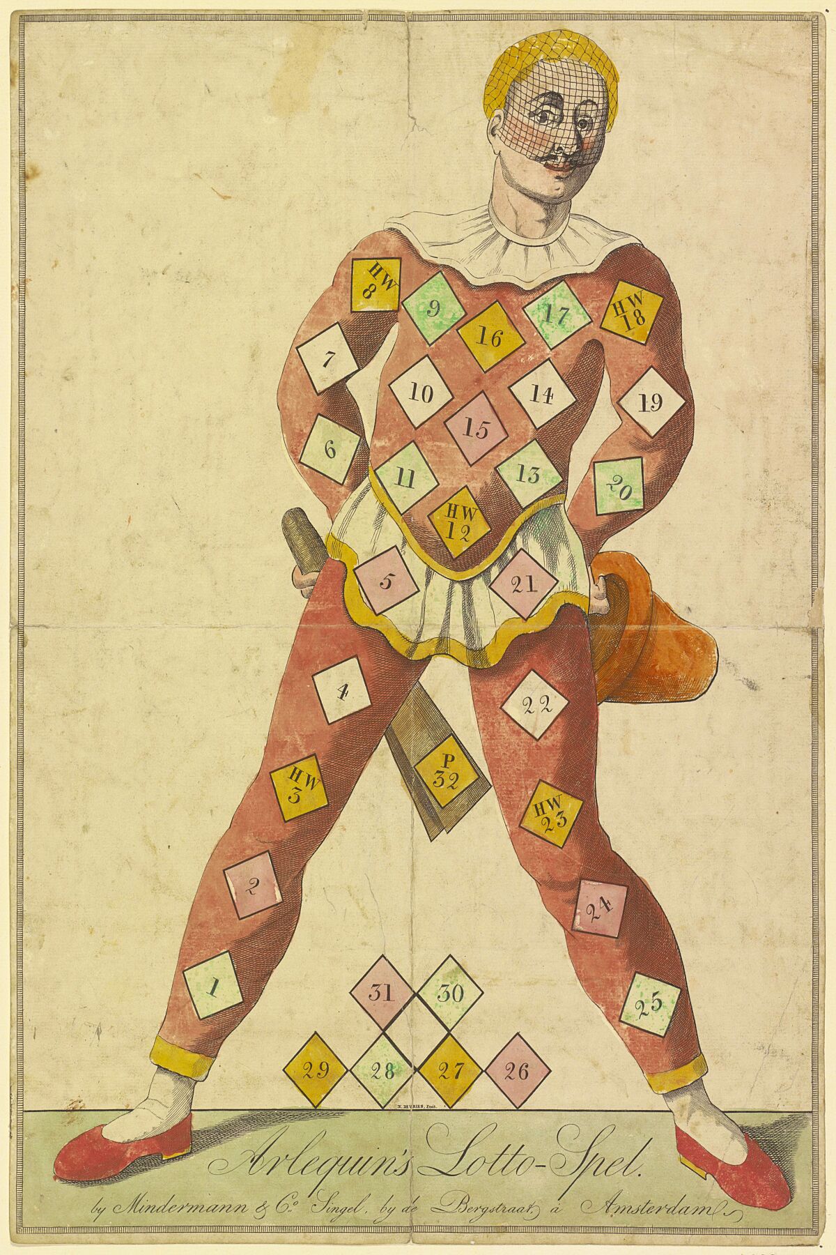 Arlequin's Lotto game, N. de Vries, 1814 - 1848