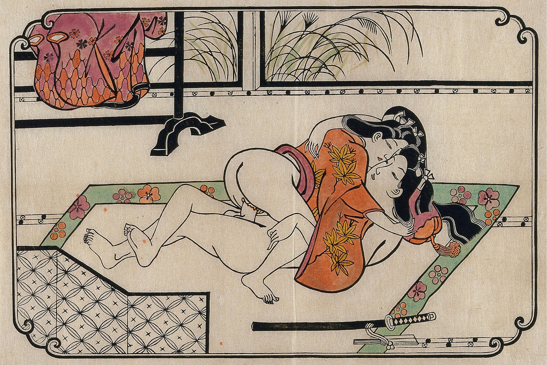 Pareja joven haciendo el amor de Moronobu - c. 1680 – Flashback Shop