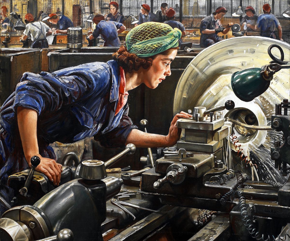 Ruby Loftus screwing a Breech ring by Laura Knight - 1943
