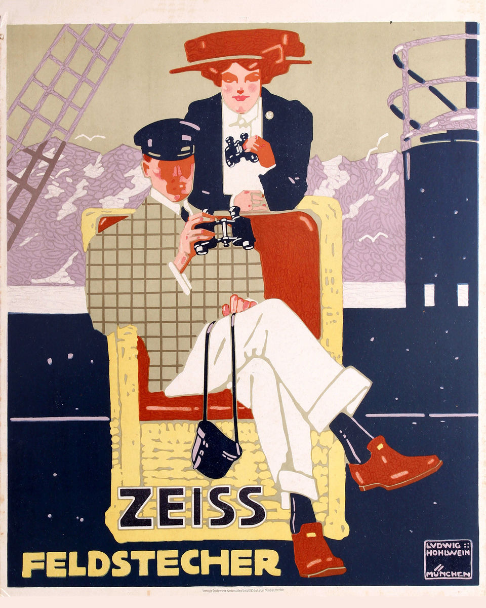 Prismáticos Zeiss Feldstecher de Ludwig Hohlwein - c.1930 