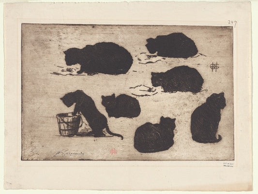 Sept Chats Noirs by Henri-Charles Guérard - 1888