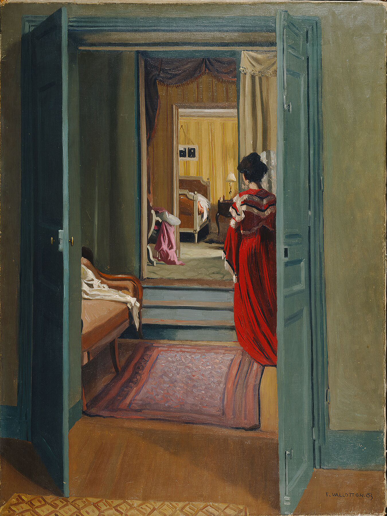 Interior with Woman in Red by Felix Vallotton - 1903