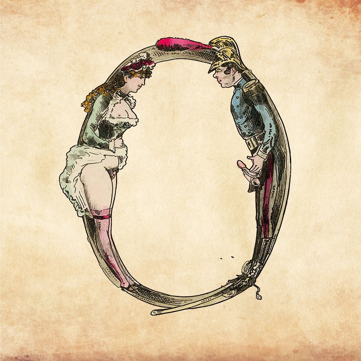 Letter P Print from Joseph Apoux's Erotic Alphabet - 1880