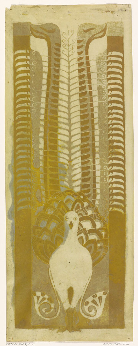Diseño decorativo con un pájaro lira, Carel Adolph Lion Cachet, 1874 - 1945