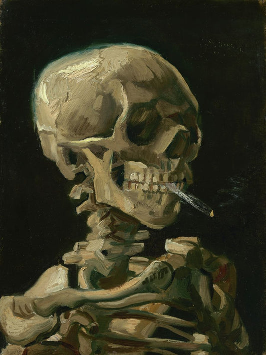Cabeza de esqueleto con un cigarrillo encendido de Vincent van Gogh - 1886