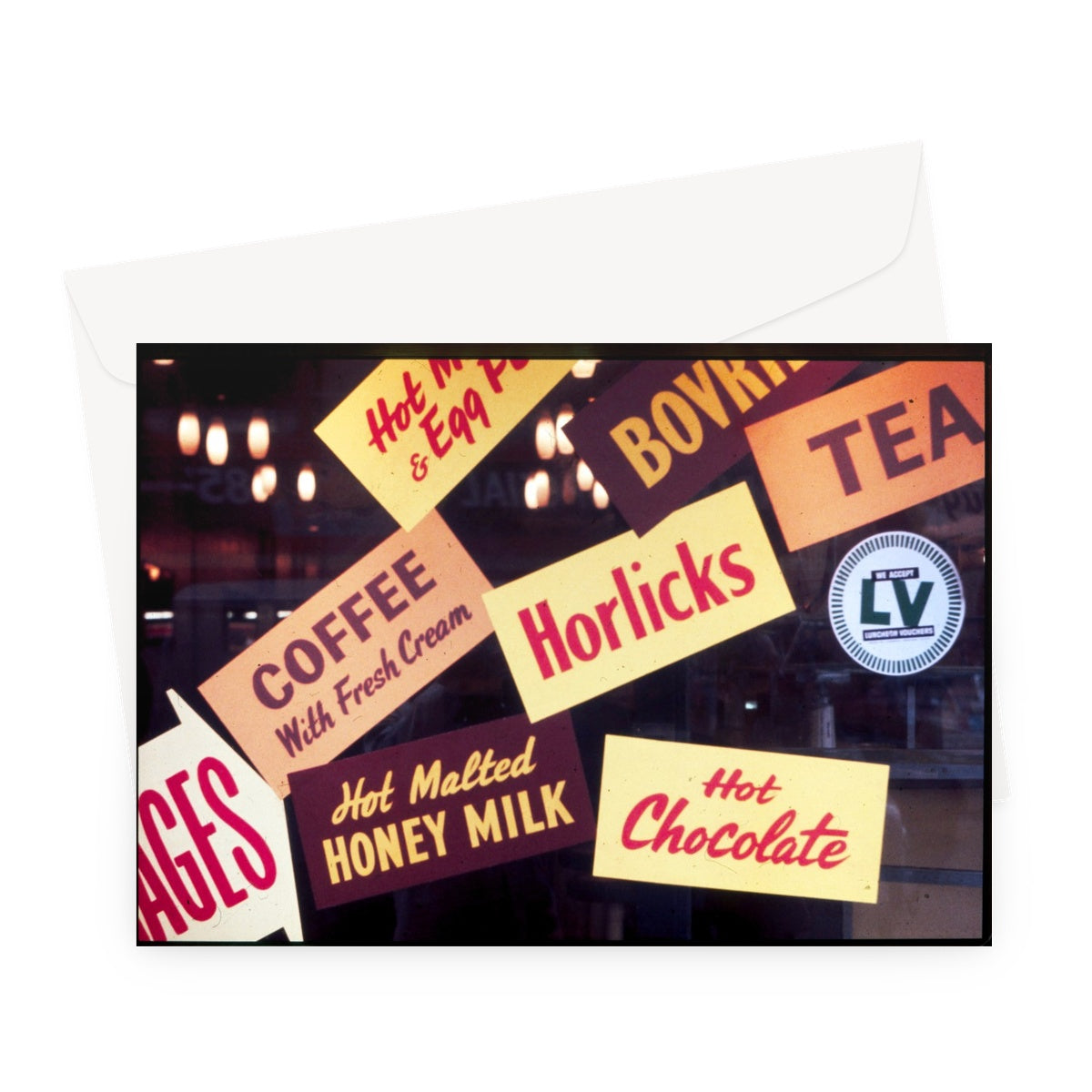 Horlicks and Luncheon Vouchers by Bob Hyde, 1960s - Greeting Card