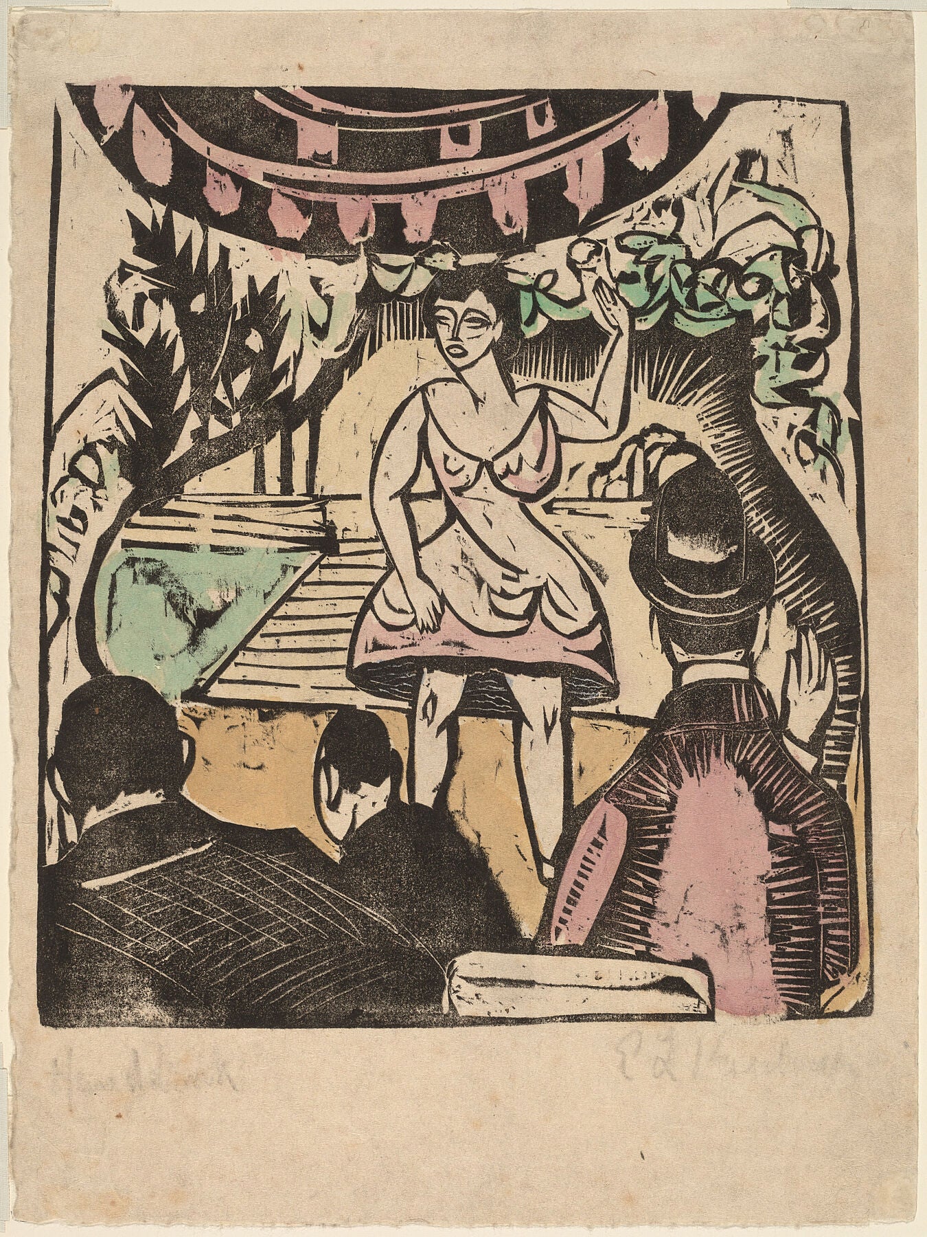 Little Variety Act with Singer by Ernst Ludwig Kirchner - c. 1909