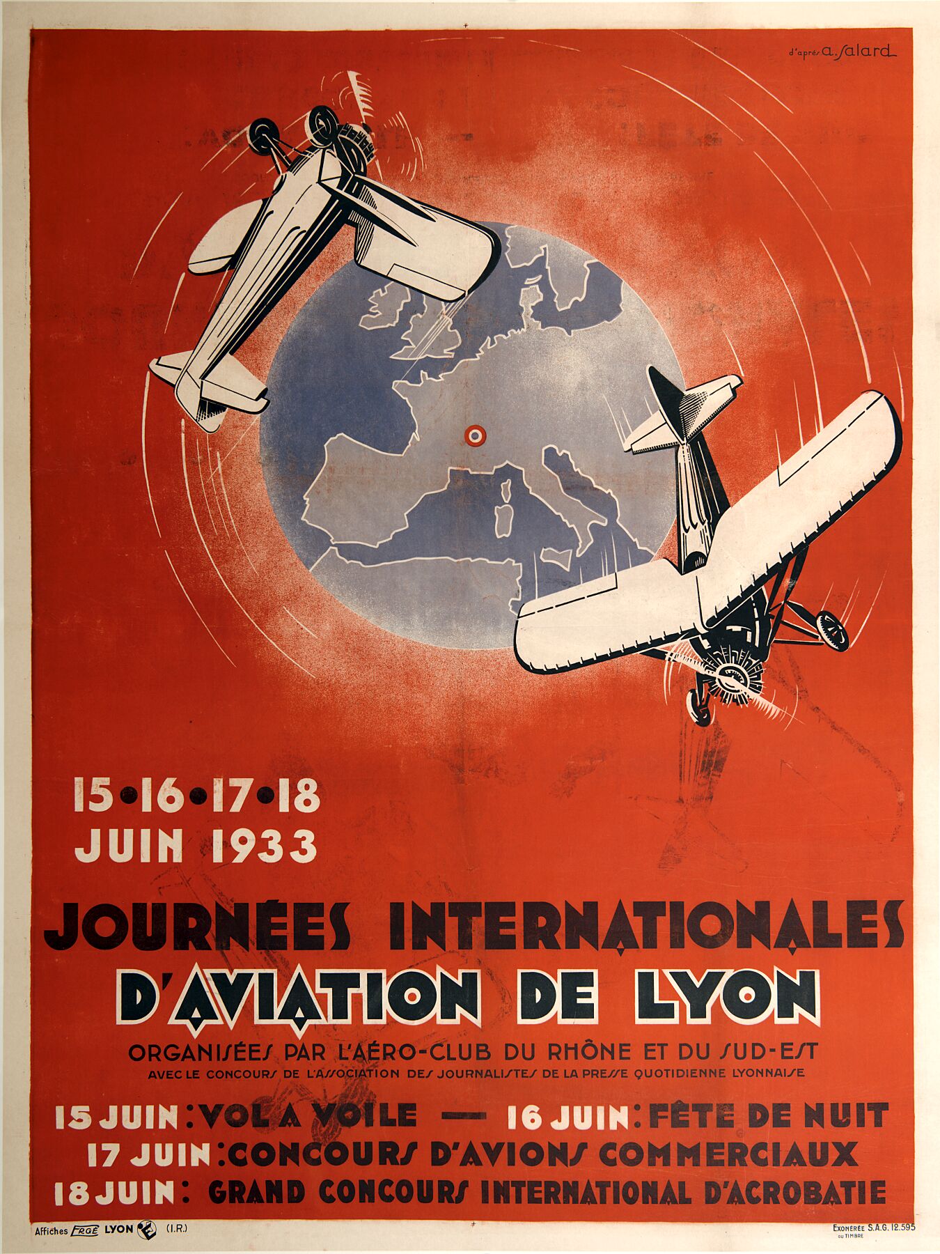 Días Internacionales de la Aviación de Lyon por A. Salard - 1933 