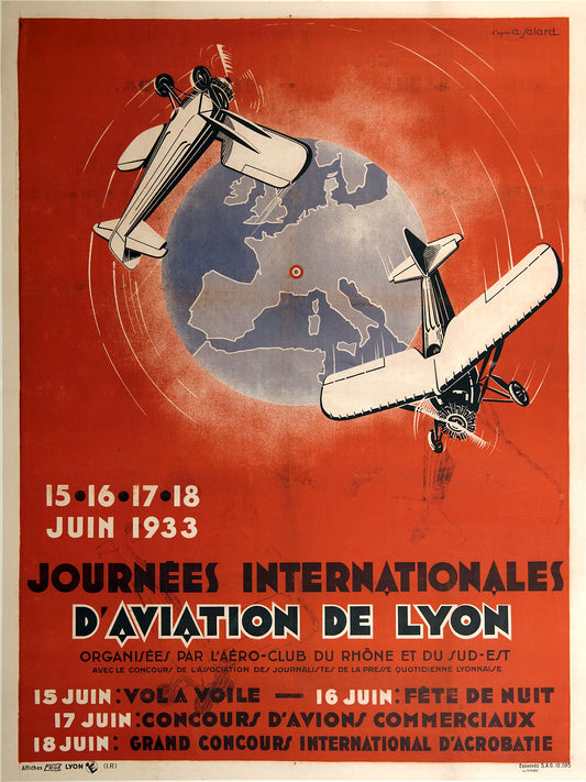 Días Internacionales de la Aviación de Lyon por A. Salard - 1933 