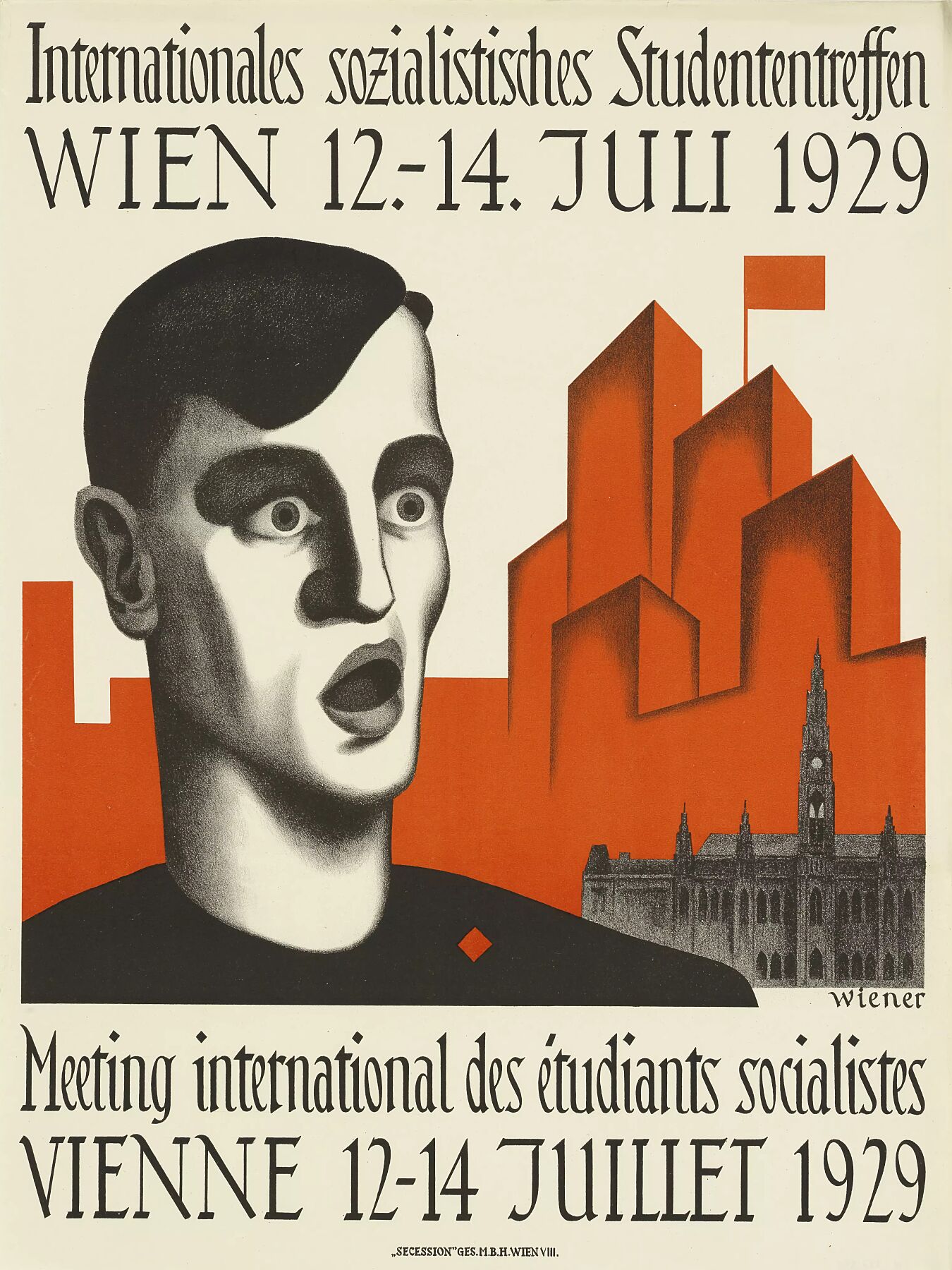Poster for the International Socialist Student Meeting in Vienna by Karl Wiener  - 1929 Wien Museum