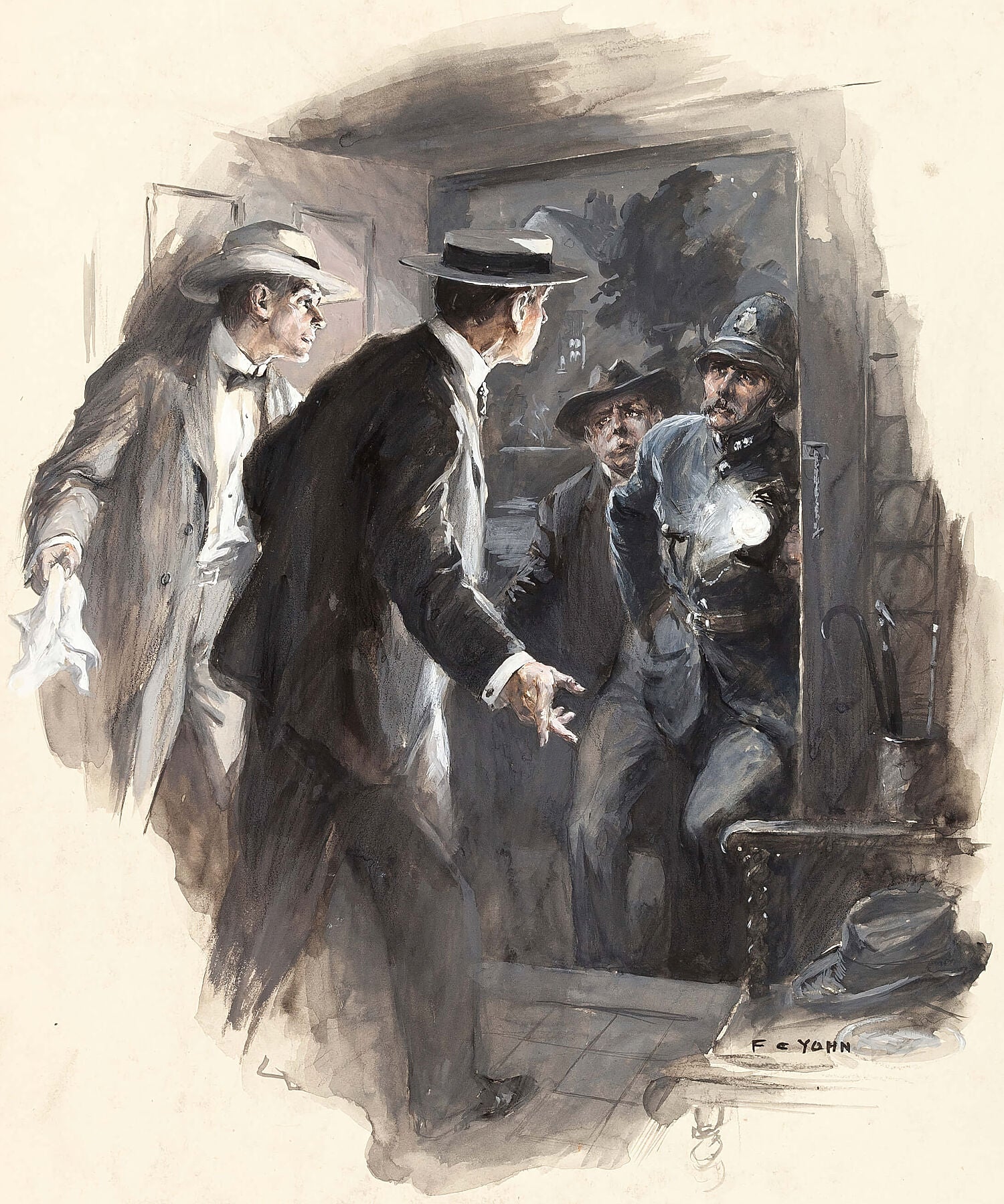 Witching Hill Novel Illustration Original Art Group of 2 (Charles Scribner's Sons by Frederick Coffay Yohn (as F. C. Yohn) - 1913