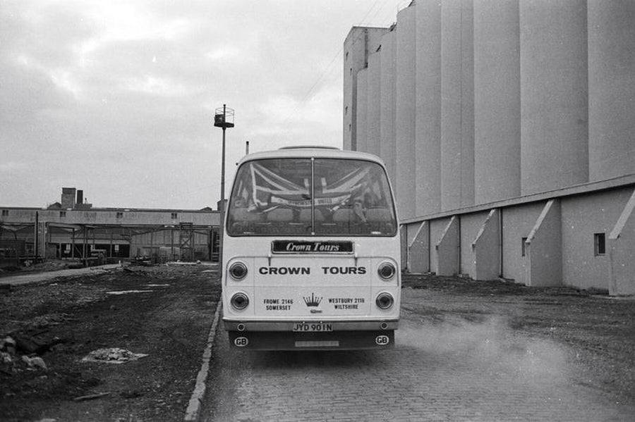 Manchester United Crown Coach Outside the Stadium by Iain SP Reid - c. 1976