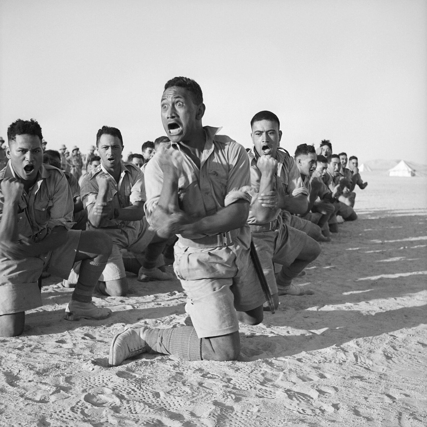 Maori Battalion Performing a Haka in Helwan, Egypt - 1941