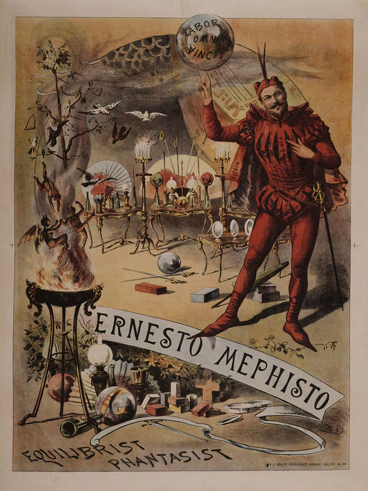 Ernesto Mephisto - equilibrist phantasist - B F_ Author Circo Price Lithographie V. - Adolph Friedländer (Hamburg), 1889.