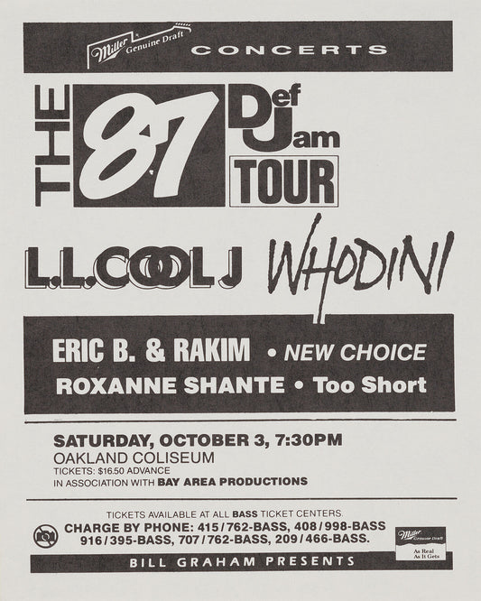 Flier for the Def Jam Tour at the Oakland Coliseum - 1987