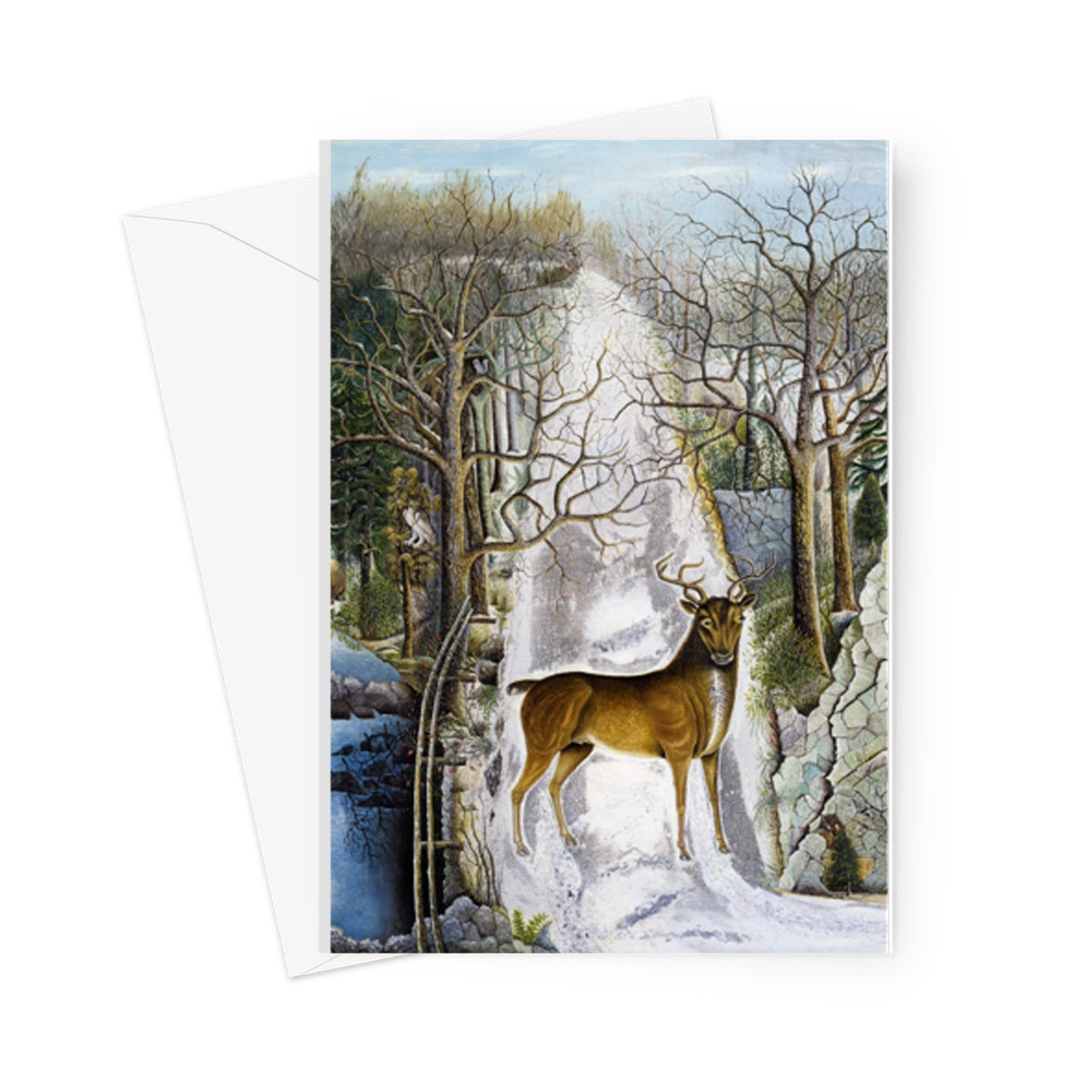 Stag at Echo Rock, 19th century - Greetings Card
