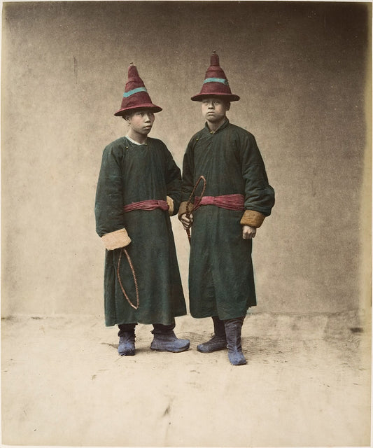 Two Chinese Men in Matching Traditional Dress, by Raimund von Stillfried - 1870s