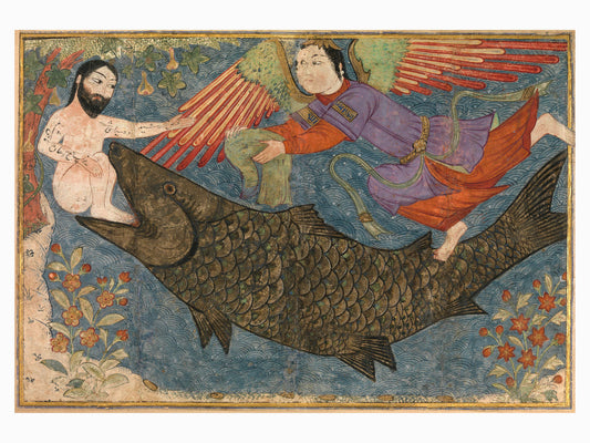 Jonás y la ballena, folio de Jami al-Tavarikh (Compendio de crónicas)