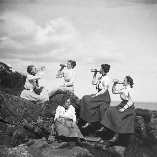 Picnic at Sherman's Point by Theresa Babb (Theresa is 2nd from the left holding a bottle) - 1900