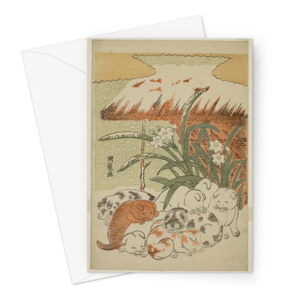 Puppies in the Snow, c. 1773. Artist: Isoda Koryusai, Japanese, 1735-1790.