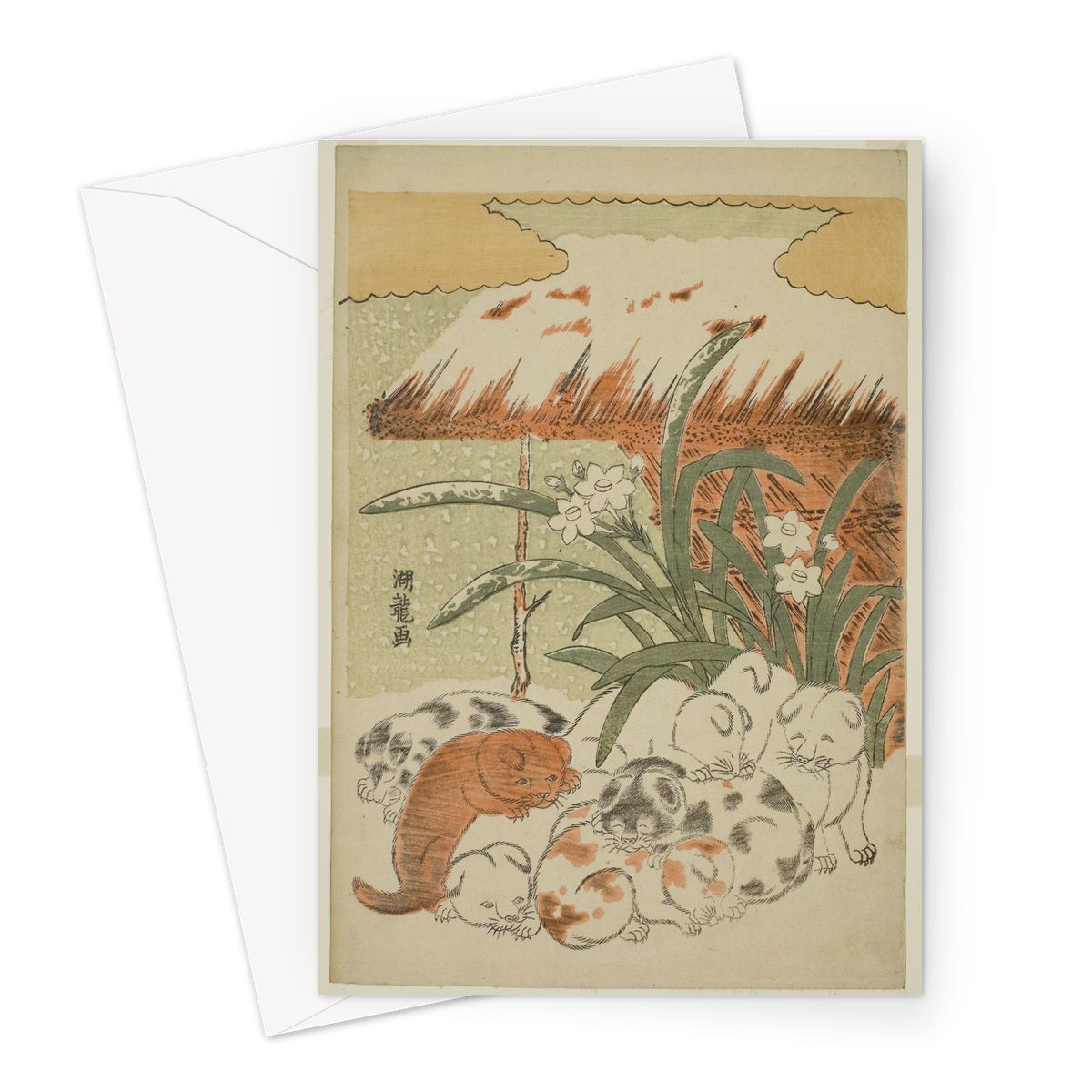 Puppies in the Snow, c. 1773. Artist: Isoda Koryusai, Japanese, 1735-1790.