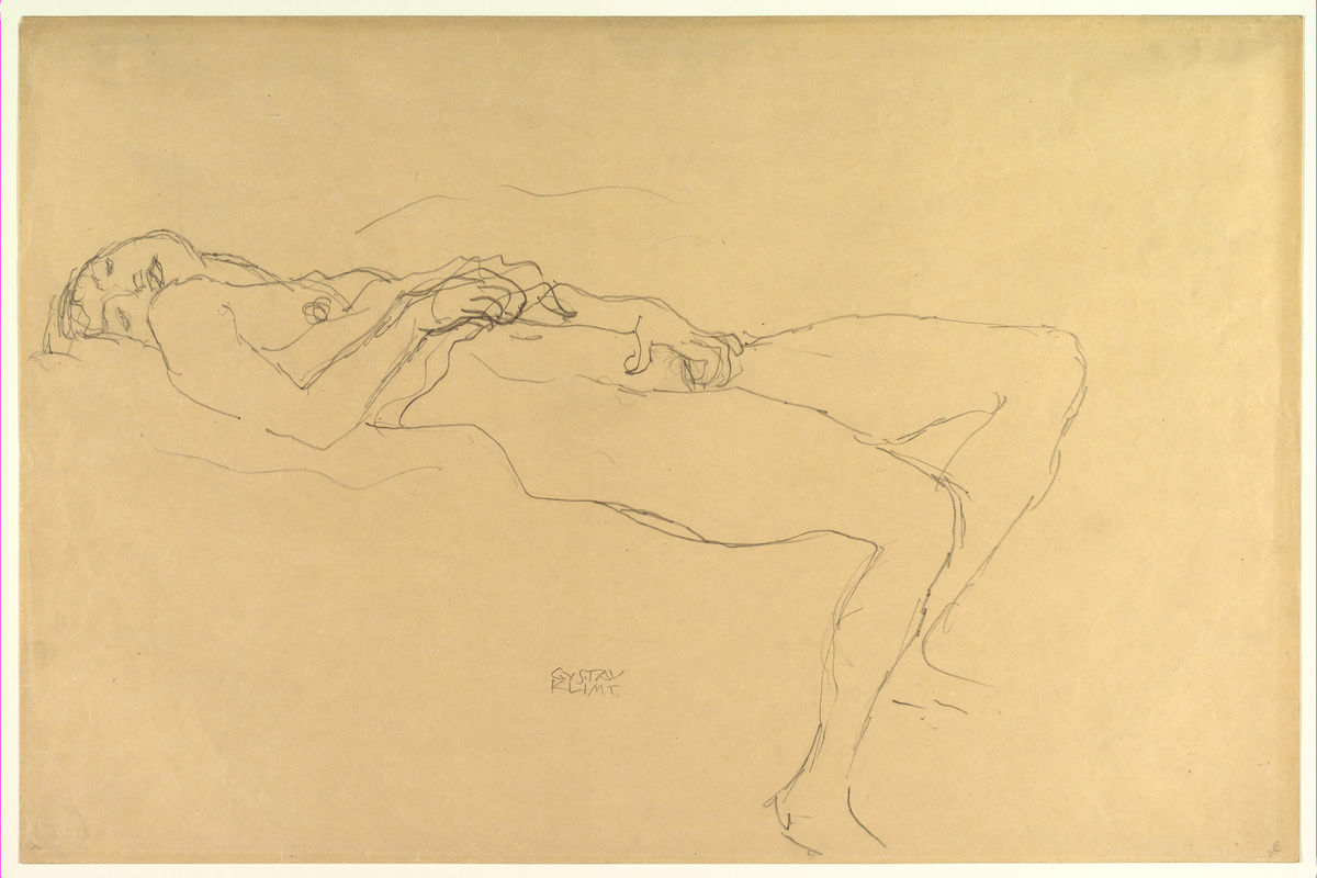 Desnudo reclinado de Gustav Klimt - c.1912–13 