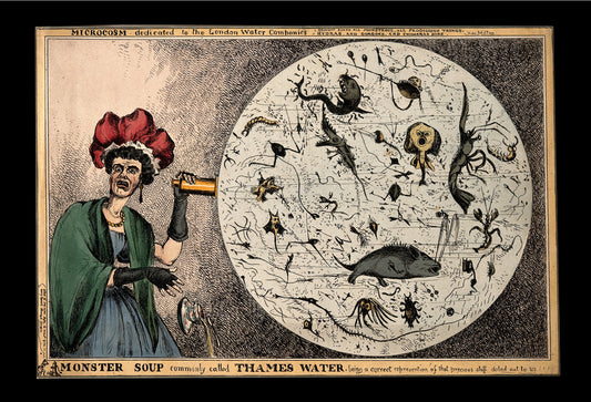 Horrores en el agua del río Támesis por W. Heath, 1828 - Postal