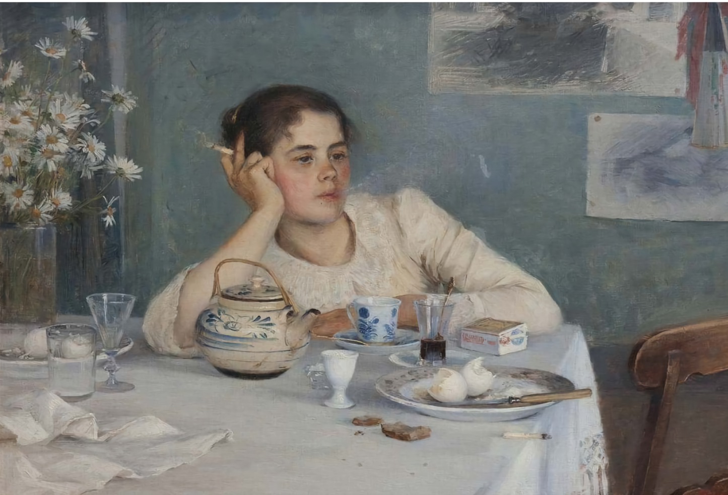 Después del desayuno de Elin Danielson-Gambogi (1861-1919), 1890 - Postal