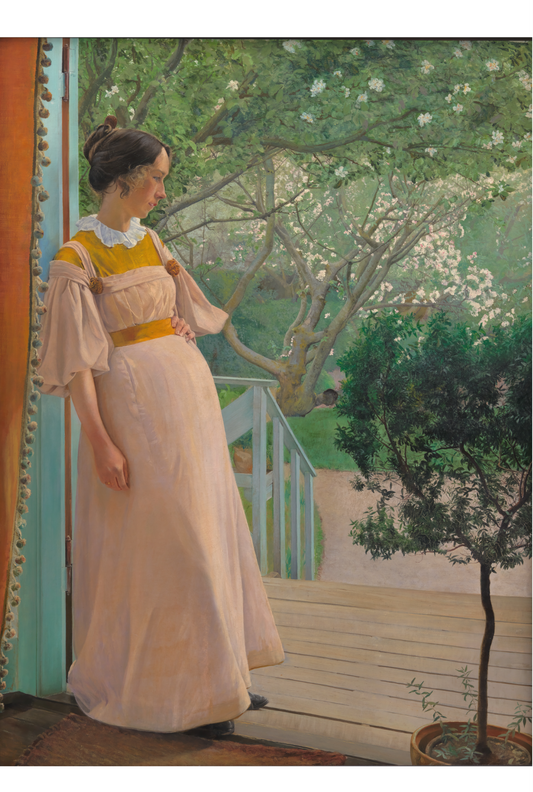 Aux portes-fenêtres. La femme de l'artiste par LA RIng, 1897 - Carte postale