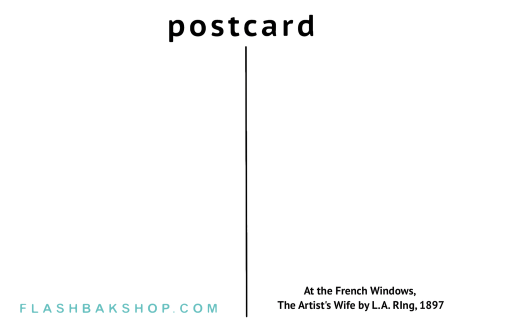 At the French Windows. The Artist's Wife by L.A. RIng, 1897 - Postcard