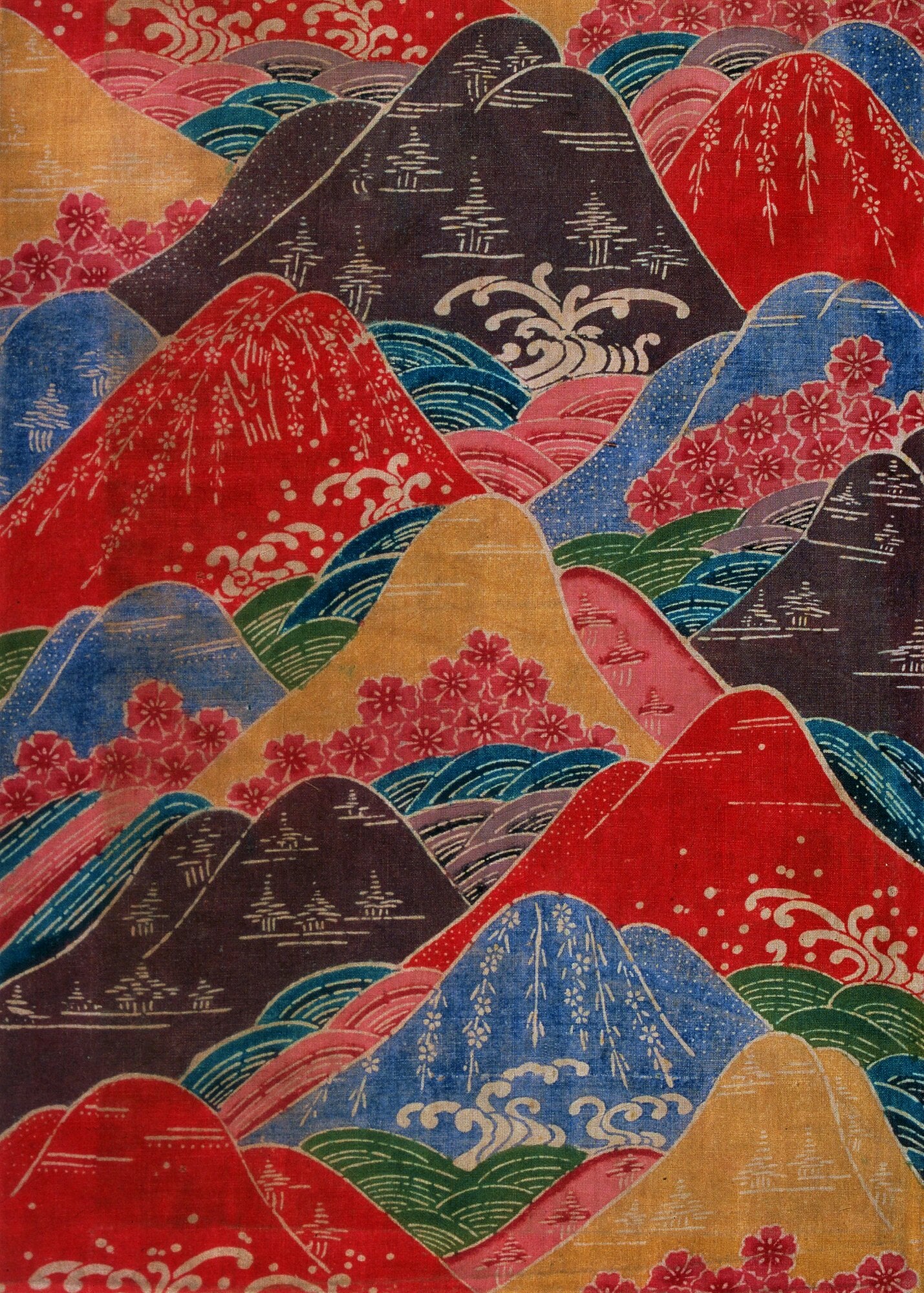 Fragment de textile Bingata, XIXe siècle - Papier d'emballage