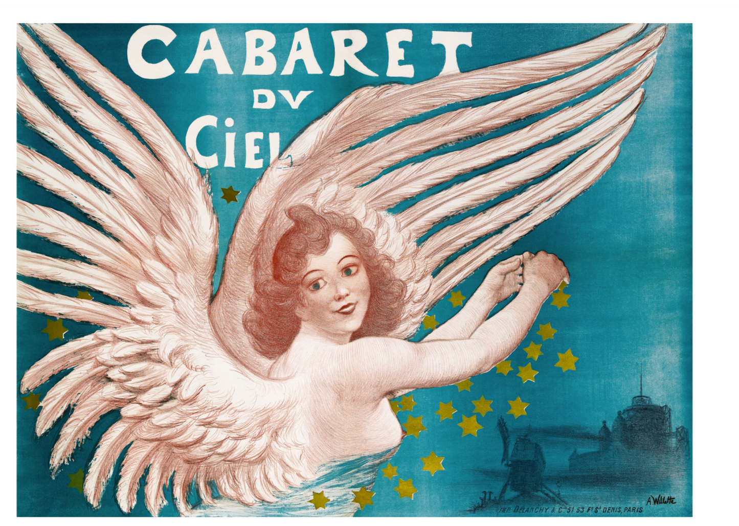 Cabaret du Ciel d'Adolphe Willette, vers 1890 - Carte postale