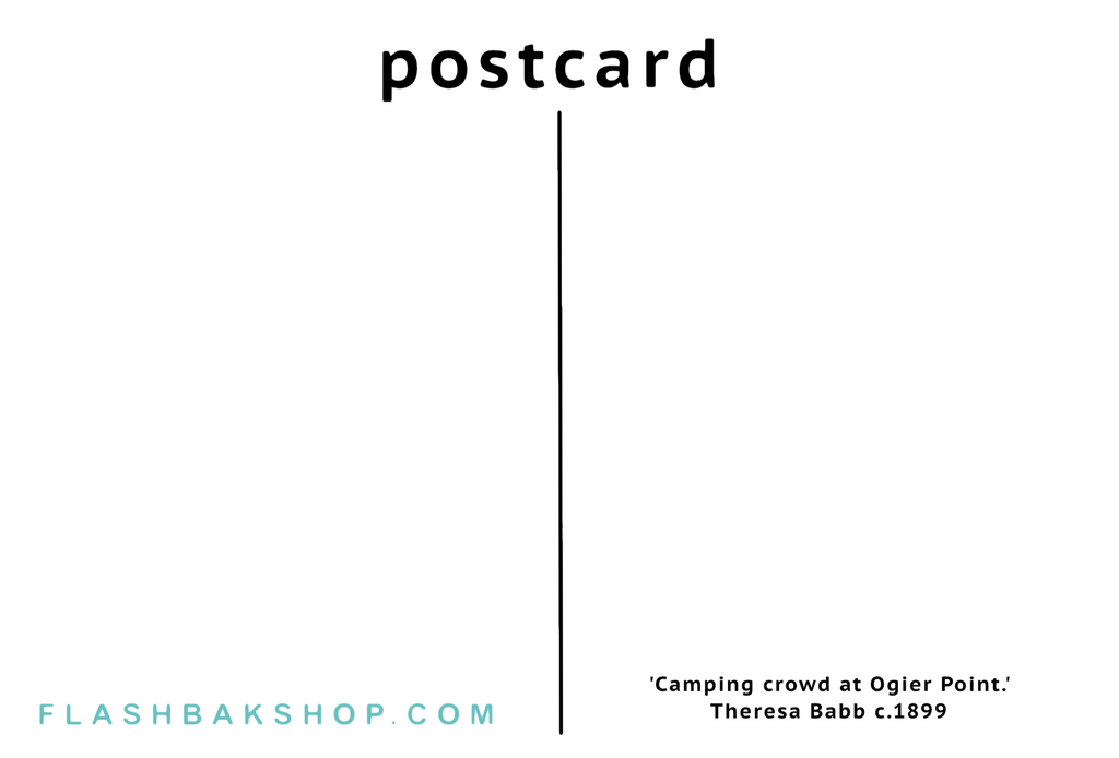 Camping crowd at Ogier Point by Theresa Babb c.1899 - Postcard