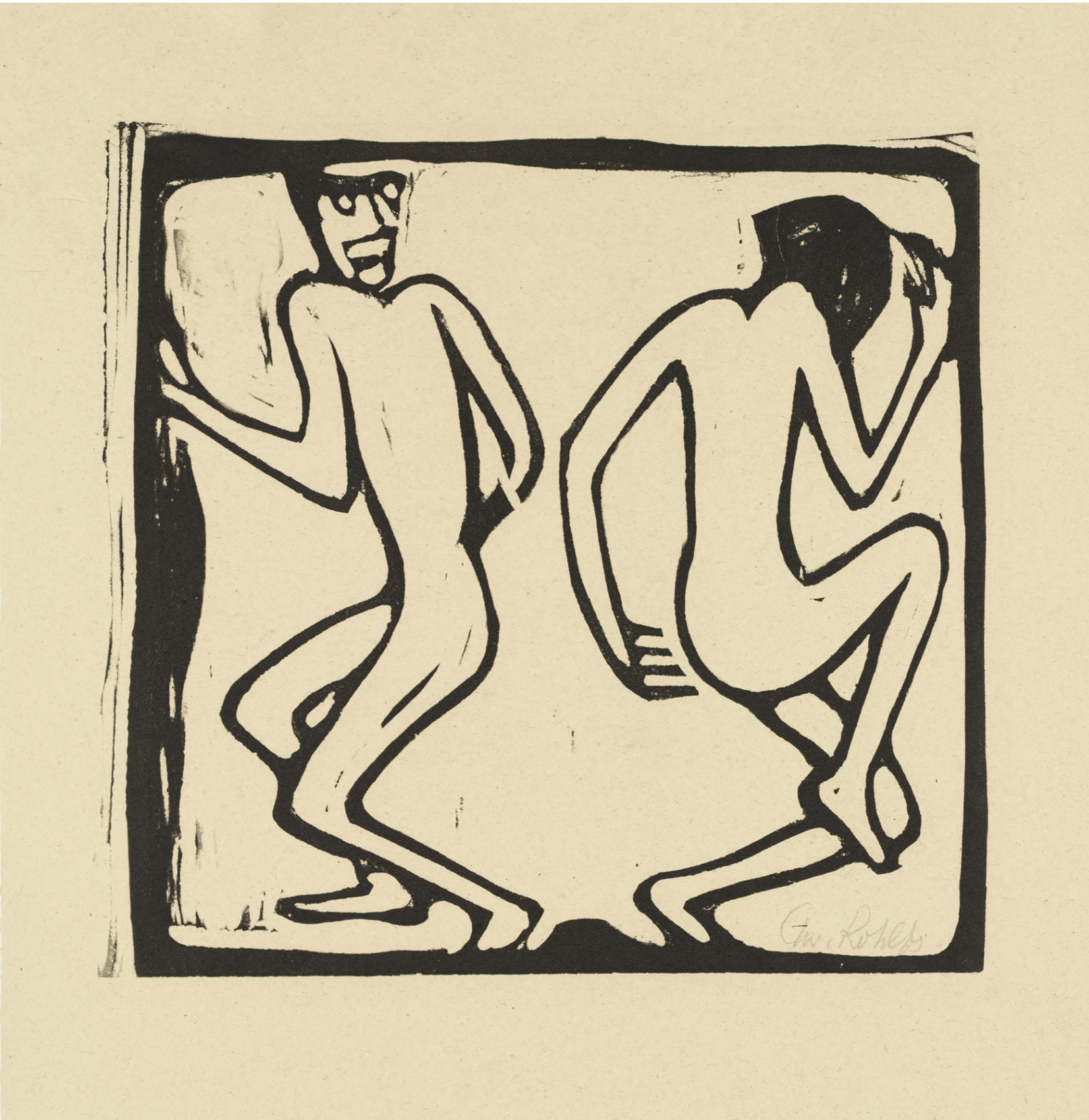 Two Dancers by Christian Rohlfs, 1921 - Square Greeting Card