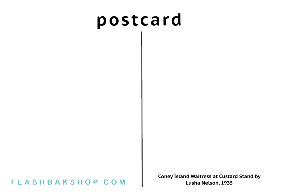 Coney Island Waitress at Custard Stand by Lusha Nelson, 1935 - Postcard