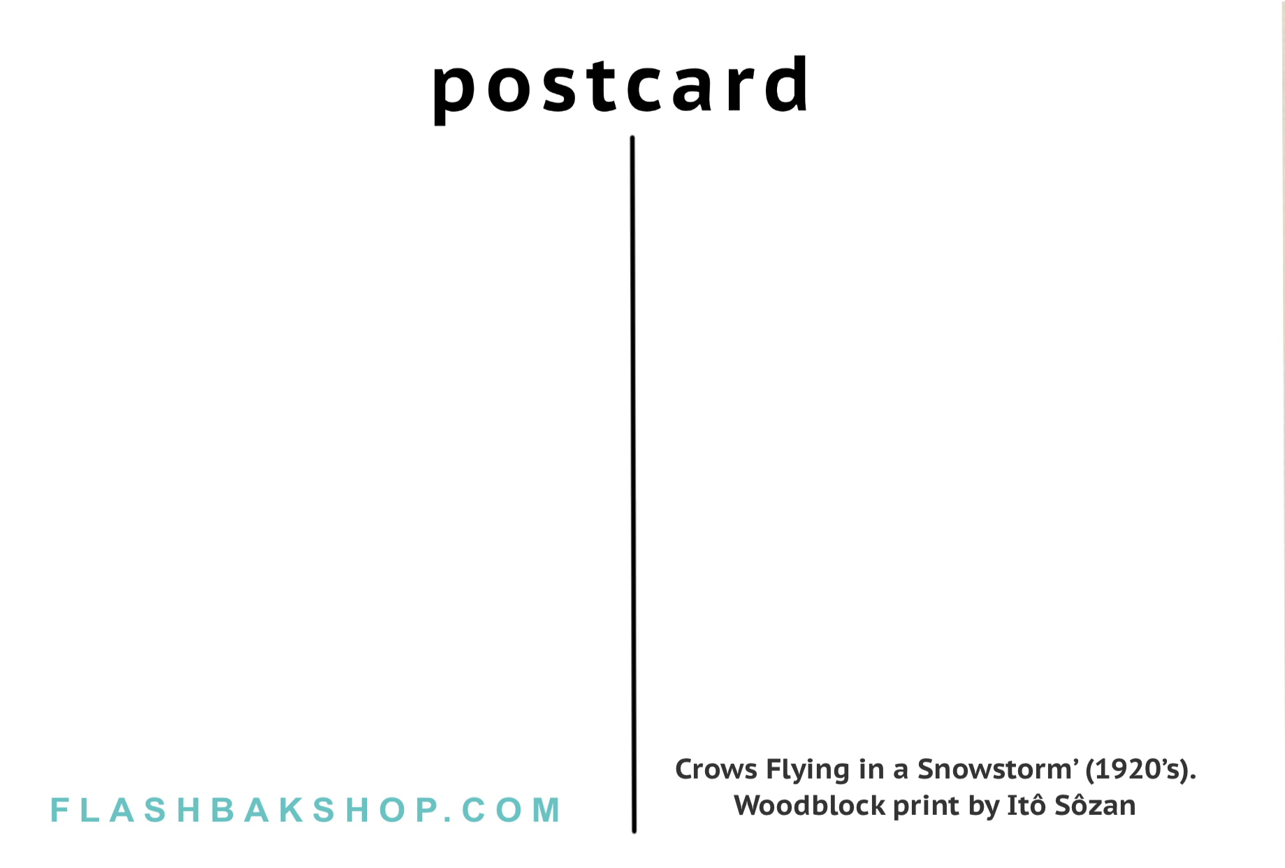 Crows Flying in a Snowstorm by Ito Sozan, 1920s - Postcard