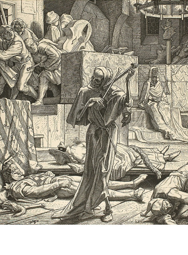 Mort l'étrangleur, la première épidémie de choléra lors d'un bal masqué à Paris, 1831 par Alfred Rethel, 1851 - Carte postale