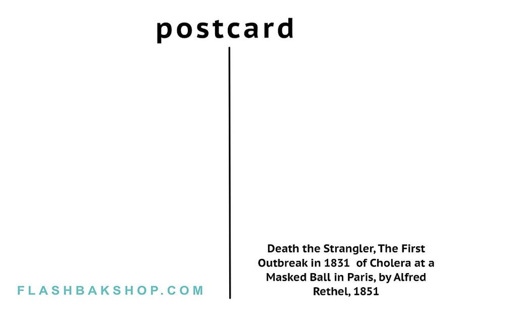 Mort l'étrangleur, la première épidémie de choléra lors d'un bal masqué à Paris, 1831 par Alfred Rethel, 1851 - Carte postale