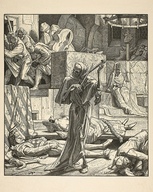 Death the Strangler, The First Outbreak of Cholera at a Masked Ball in Paris, 1831 Date- 1851 Artist - Alfred Rethel