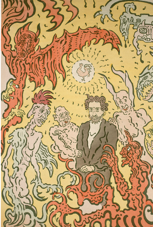 Demons Teasing Me (detail from  a poster for the James Ensor Exhibition  at the Salon des Cent in Paris), 1898 - Postcard