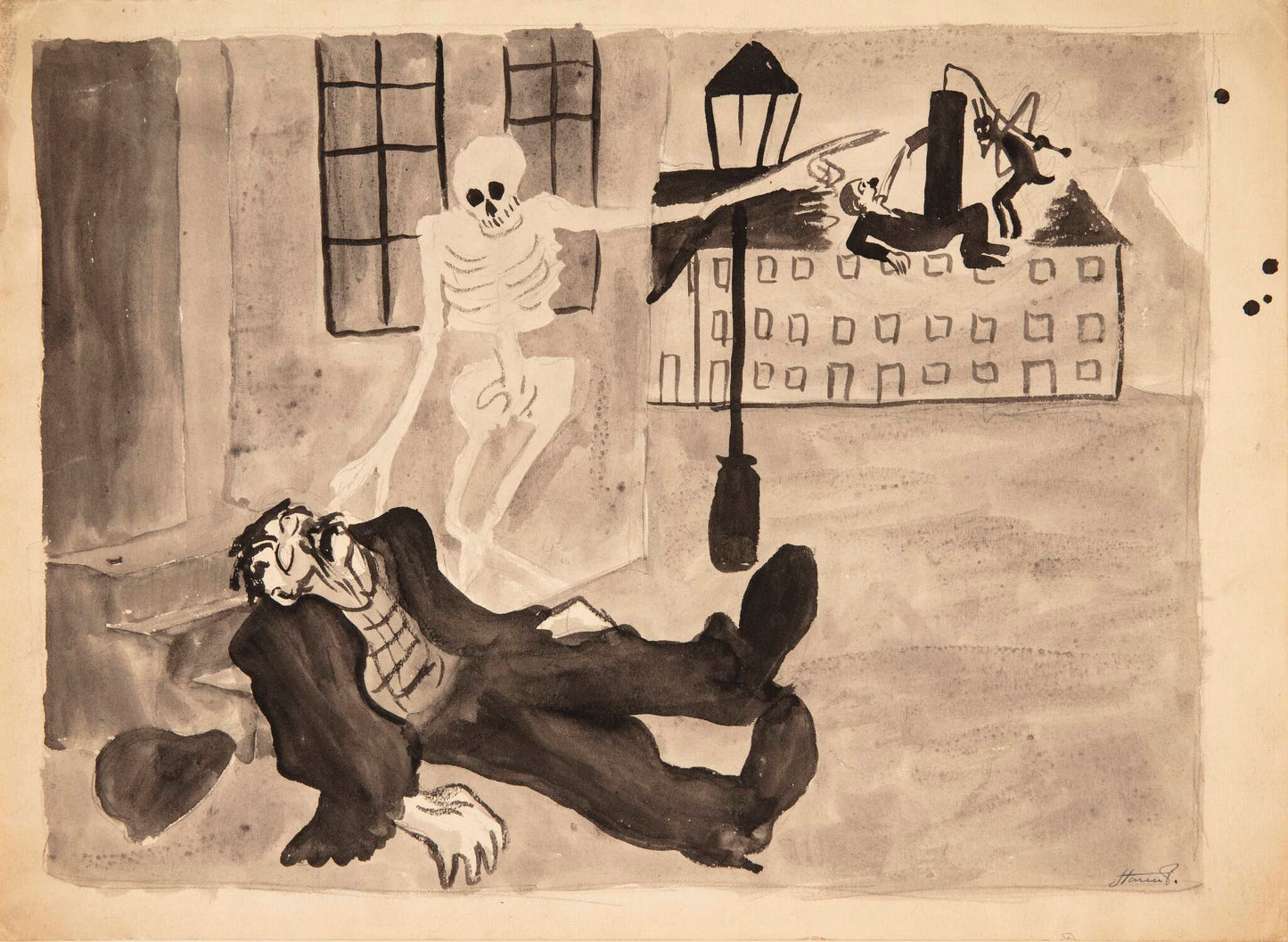 Døden og drankeren (Death and the drunkard) by Robert Storm Petersen - c. 1907