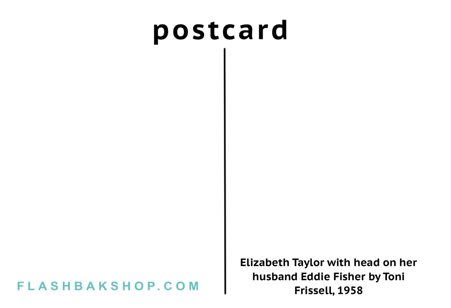 Elizabeth Taylor con la cabeza sobre su marido Eddie Fisher por Toni Frissell, 1958 - Postal
