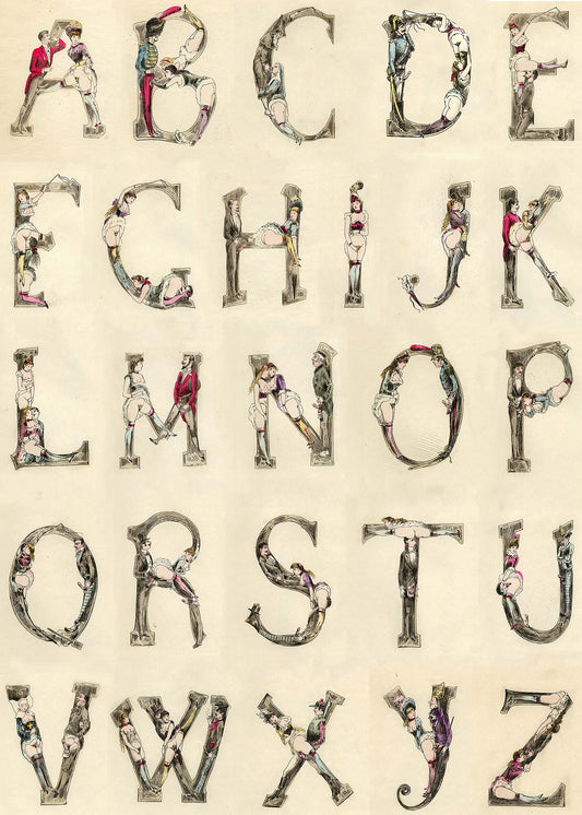 Erotic Alphabet by Joseph Apoux, 1880 - Wrapping Paper