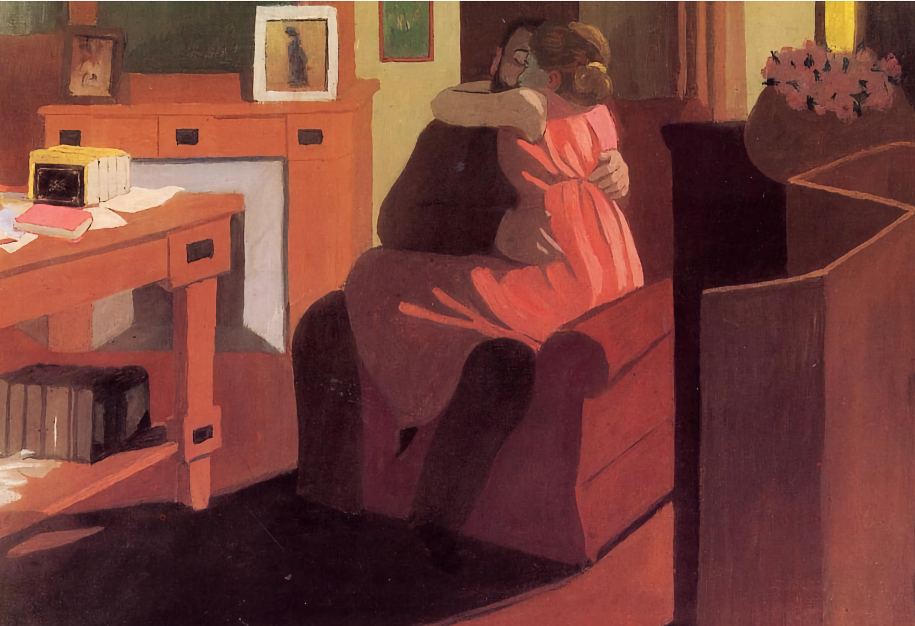 Felix Vallotton Interior with Couple and Screen (Intimacy) by Felix Vallotton, 1898 - Postcard
