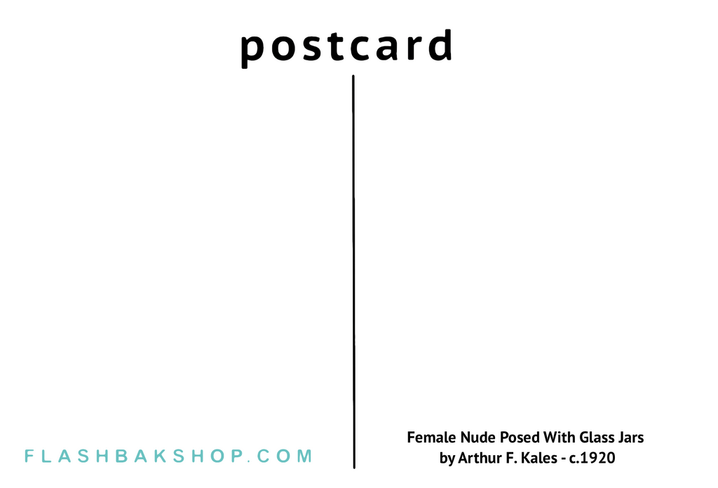 Female Nude Posed With Glass Jars by Arthur F. Kales - c.1920 - Postcard