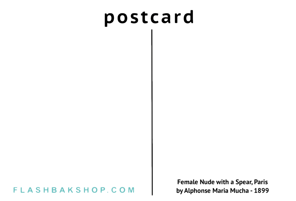 Female Nude with a Spear, Paris by Alphonse Maria Mucha - 1899 - Postcard